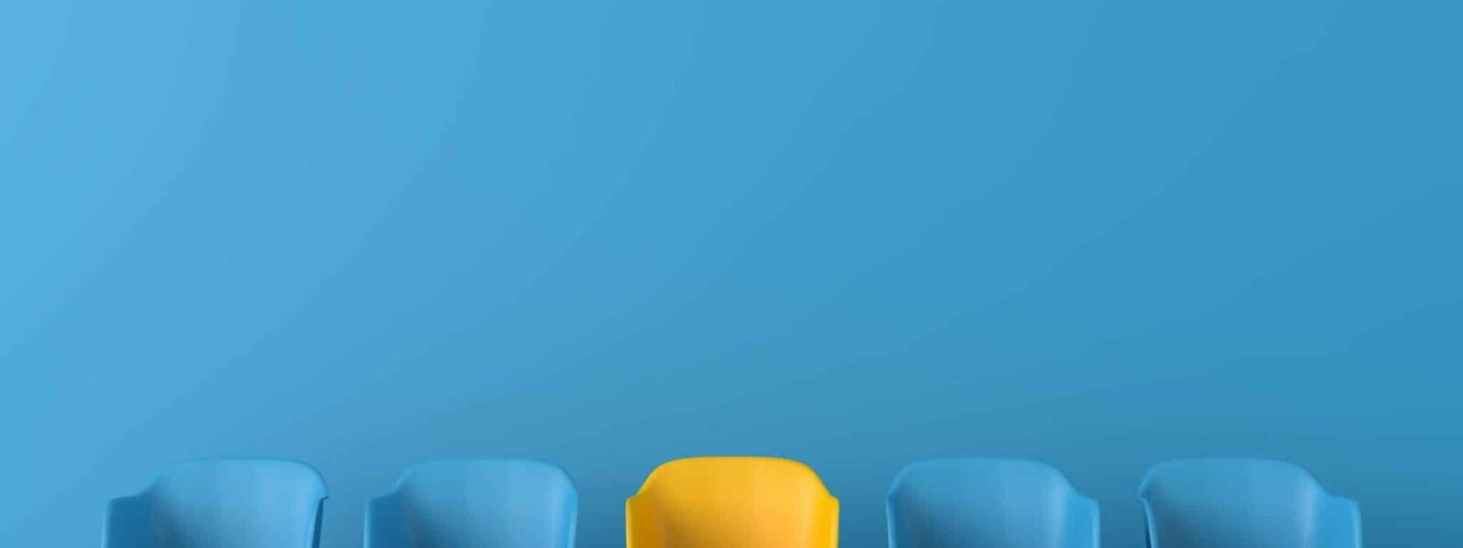 Yellow chair standing out from the crowd. Business concept. 3D rendering