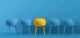 Yellow chair standing out from the crowd. Business concept. 3D rendering