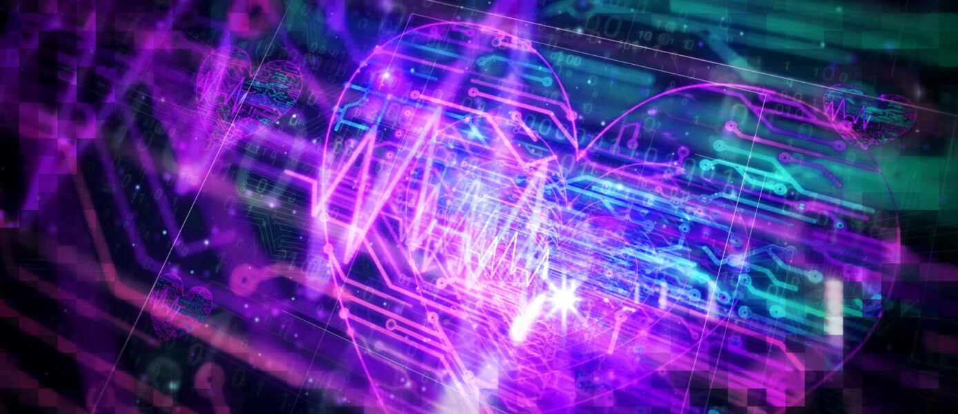 Cyber heart pulse futuristic illustration