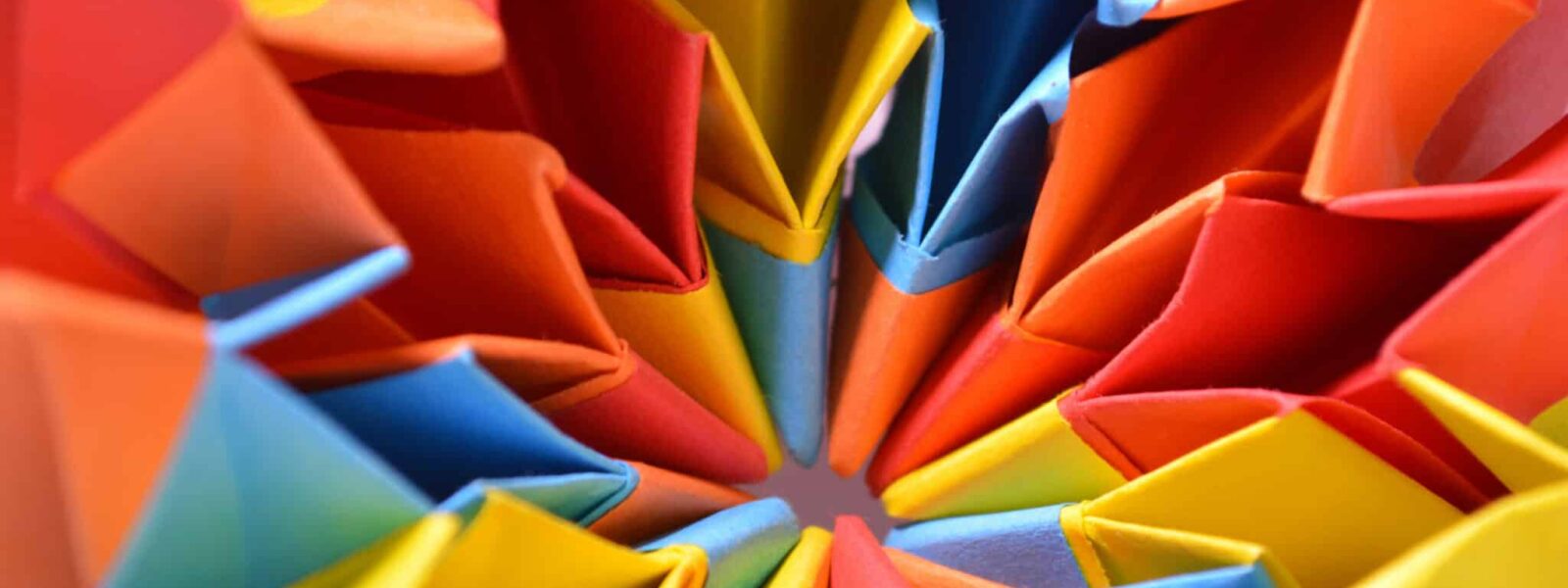 Colorful paper origami close up detail