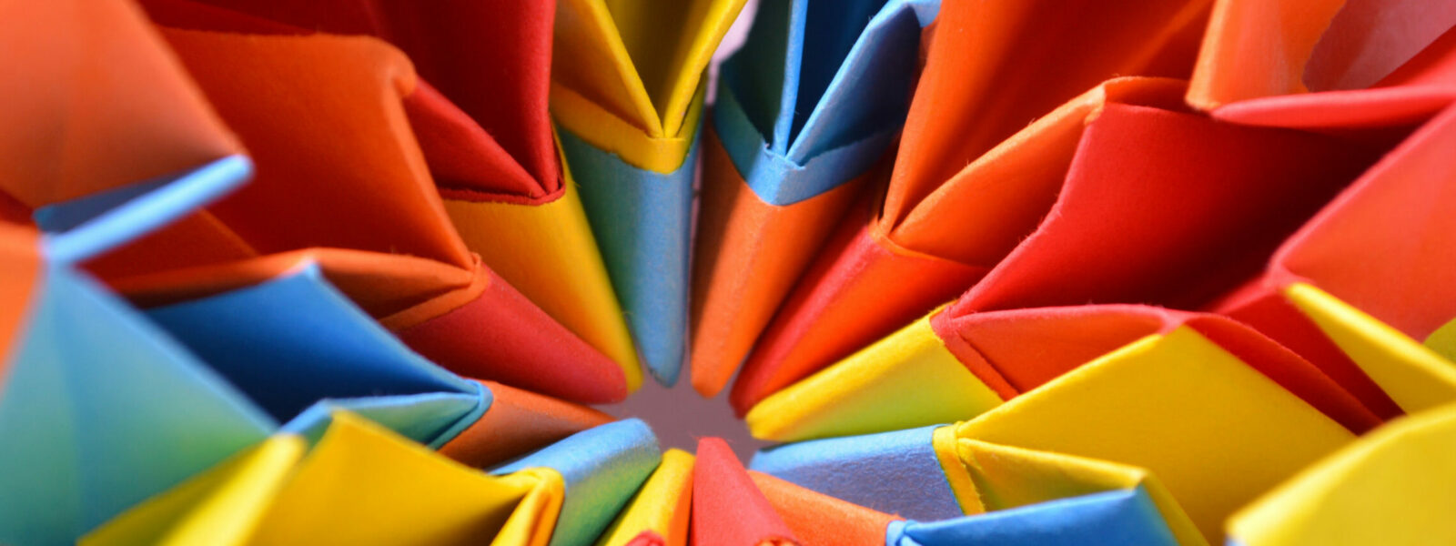 Colorful paper origami close up detail