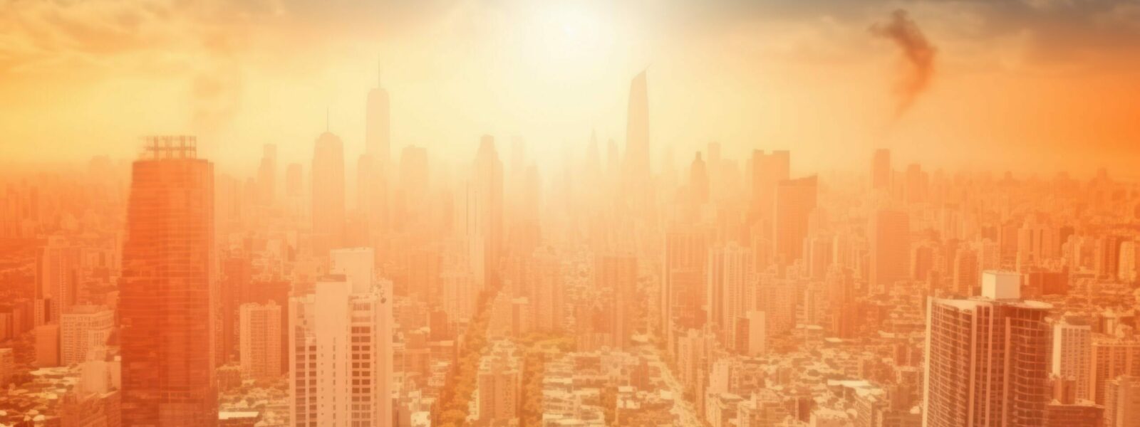 Hot day in metropolis with extreme temperatures, heatwave in the city, summer heatwave, cityscape