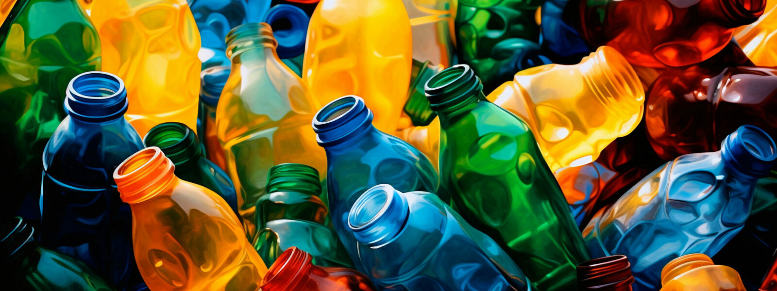 Big pile of empty plastic bottles. Generative ai edited