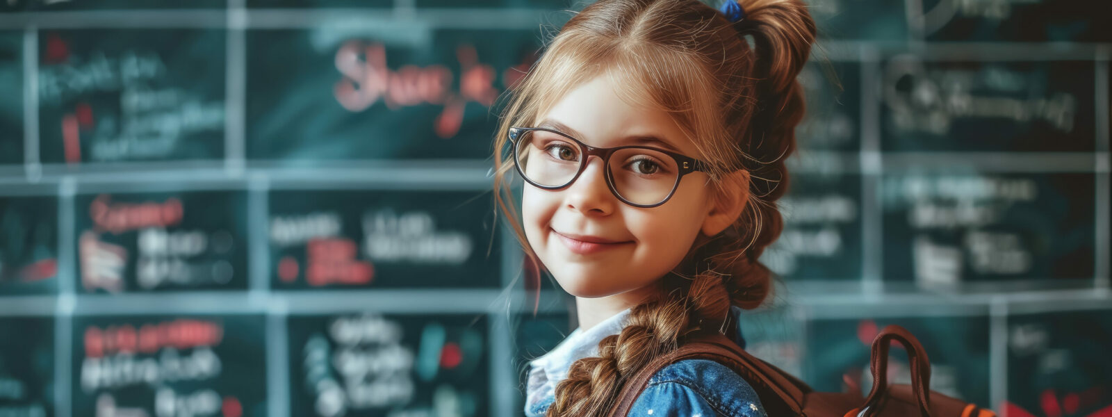 small beautiful girl in a school uniform against the background of a classroom, education, learning, child, kid, schoolgirl, student, pupil, smart person, portrait, face, knowledge, children, smiling
