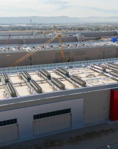 Aerial view of data center construction site.