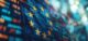 European Union Flag Over Financial Data, Symbolizing EU Economy, Markets, And Trading.