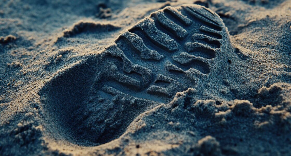 Astronaut footprint on the moon surface