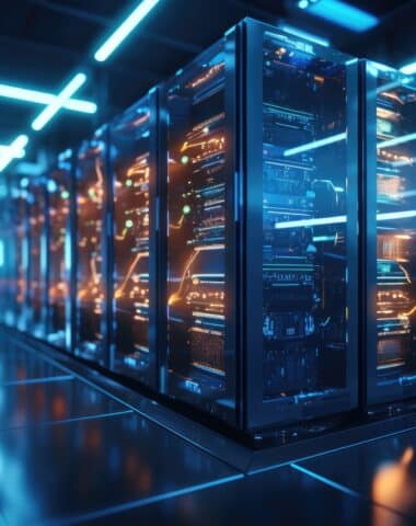 Modern data center with servers
