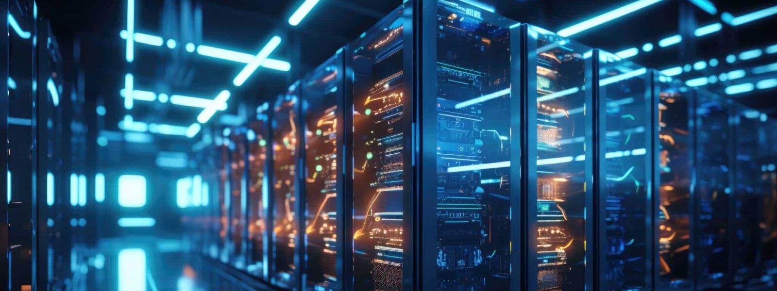 Modern data center with servers