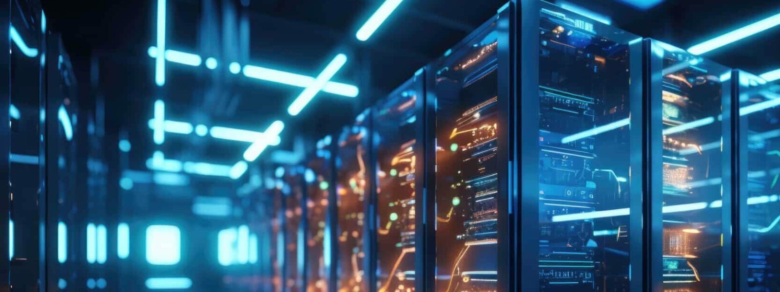 Modern data center with servers