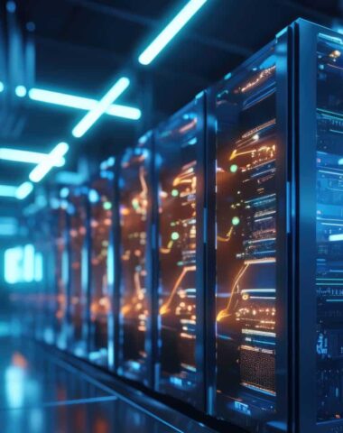 Modern data center with servers