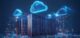A virtual network of connected servers and cloud systems, flowing data and glowing digital nodes, representing advanced storage and cloud services