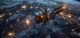 satellite trails flying over the planet starlink constellation concept.