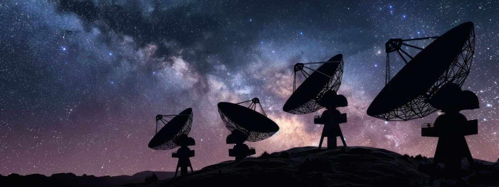 Milky Way Galaxy Over Radio Telescopes