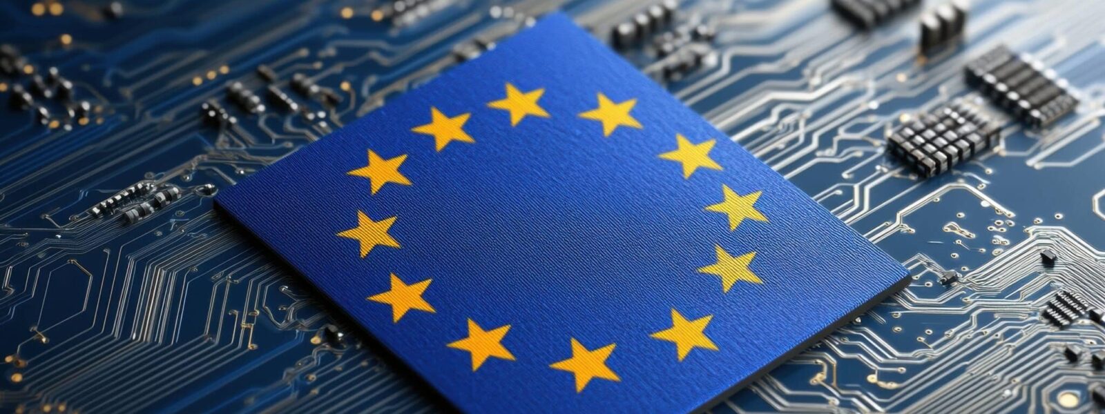 EU flag on a circuit board