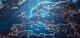 Europe digital map, European Union cyberspace network, tech connectivity electronic circuit