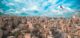 Scenic shot of the city of Amman with the Jordan flag in Jordan