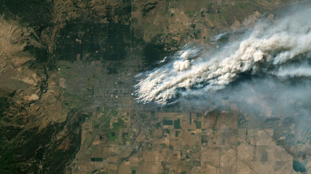 wildfire smoke over rural&nbsp;town