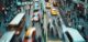 A busy city street with people commuting to work during rush&nbsp;hour